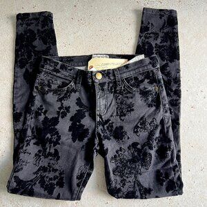 NWT Current/Elliott The Ankle Skinny Black Velvet Floral